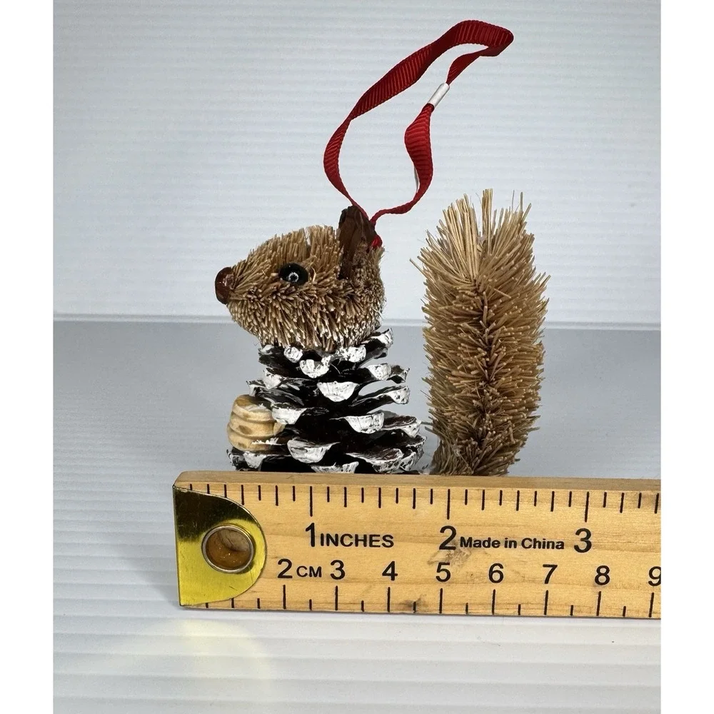 Pottery Barn NWT Squirrel Christmas Ornament Hanging Pinecone 4